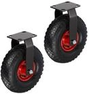 relaxdays Schwerlastrolle Bockrolle 3.00-4 2er Set, Schwarz-Rot