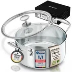 Morleos Kochtopf &Oslash; 20 cm 3 Liter Edelstahl Suppentopf + flachem Glasdeckel,...
