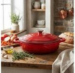 Casativo Schmortopf Gusseisen Topf 28cm Rund mit Deckel Rot 3,24L Schmortopf