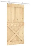 vidaXL Schiebet&uuml;r Schiebet&uuml;r 100 x 210 cm Massivkiefer (Unbehandelt) (1-St)...
