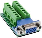 Inline Terminalblock, VGA (HD15), Buchse, 2-reihig, Schraubklemme Video-Adapter