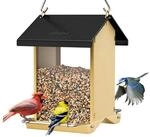 LuxusKollektion Futterhaus Vogelfutterspender Metall Dach Schwarz