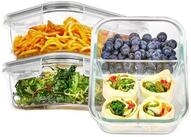 LuxusKollektion Lunchbox Frischhaltedosen Glas 975ml 3er Mikrowelle 3Pack mit