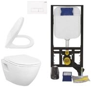 Creavit Tiefsp&uuml;l-WC CRV-TP325-0000-SET, Creavit H&auml;nge WC Set Wei&szlig; Keramik Wand WC