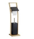 relaxdays WC-Garnitur Bambus schwarz, G&auml;ste-WC, Badezimmer, (2-tlg)