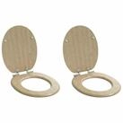 vidaXL WC-Sitz Toilettensitz 2 pcs Heller Bambusfarbton 44 x 38 cm (2-St)