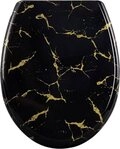 Woltu WC-Sitz (1-St), schwarzer Toilettendeckel mit goldenem Glitzer