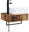 vidaXL Badezimmerspiegelschrank Wandmontiertes Waschbecken Altholz 53 x 35 x 39...