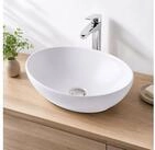 relaxdays Aufsatzwaschbecken Ovales Aufsatzwaschbecken ohne Hahnloch (1-St), 41...