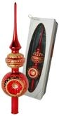 Krebs Glas Lauscha Weihnachtsbaumkugel Baumspitze Barock mit Reflexen Rot 33cm...