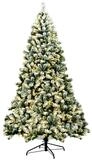 COSTWAY K&uuml;nstlicher Weihnachtsbaum, 230cm, 1346 Spitzen mit Schnee, 550 LEDs