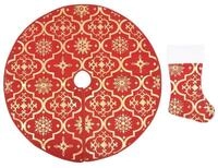 vidaXL Weihnachtsbaumdecke Luxus-Weihnachtsbaumdecke mit Socke Rot 90 cm Stoff