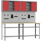 vidaXL Werkbank Werkbank-Set 8 stk. Rot und Grau Pulverbeschichteter Stahl,...