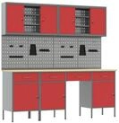 vidaXL Werkzeugschrank Werkbank 10 Stk. Rot und Grau Ingenieure Holz und Stahl