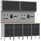 vidaXL Werkzeugschrank Werkbank 10 Stk. Schwarz und Grau Ingenieure Holz und...
