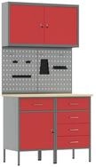 vidaXL Werkzeugschrank Werkbank 5 Stk. Rot und Grau Ingenieure Holz und Stahl...