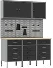 vidaXL Werkzeugschrank Werkbank 8 Stk. Schwarz und Grau Ingenieure Holz und...