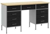 vidaXL Werkbank, Werkbank 3 pcs Schwarz 150 x 55 x 85 cm Holzwerkstoff und Stahl
