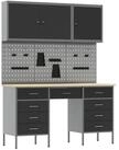 vidaXL Werkzeugschrank Werkbank 8 stk. Schwarz und Grau Ingenieure Holz und...