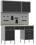 vidaXL Werkzeugschrank Werkbank mit Speicher 8 stk. Schwarz Ingenieure Holz und...