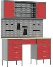 vidaXL Werkzeugschrank Werkbank 7 stk. Rot und Grau Ingenieure Holz und Stahl...
