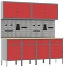 vidaXL Werkzeugschrank Werkbank 10 Stk. Rot und Grau Ingenieure Holz und Stahl
