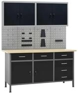 vidaXL Werkbank Werkbank mit 4 Werkzeugw&auml;nden und 2 Wandschr&auml;nken, (1-tlg)