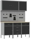 vidaXL Werkzeugschrank Werkbank 8 stk. Schwarz und Grau Ingenieure Holz und...