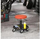 HOMCOM Montagehocker Arbeitshocker mit Rollen Ablagefl&auml;che Rollsitz Drehhocker