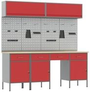 vidaXL Werkzeugschrank Arbeitsschrankset mit Schubladen mit Speicher 10 stk. Rot