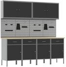 vidaXL Werkzeugschrank Werkbank 10 stk. Schwarz und Grau Ingenieure Holz und...
