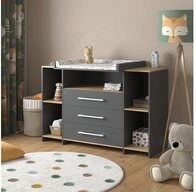 Vicco Wickelkommode Oskar, Anthrazit/Goldkraft Eiche, 143.2 x 93 cm mit 3...