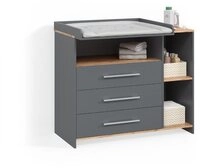Livinity&reg; Wickelkommode Torino, Anthrazit/Goldkraft Eiche/Goldkraft Eiche, mit 3