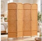 HOMCOM Paravent Raumtrenner Stellwand Sichtschutz Naturholz (Raumteiler, 4 St.,