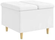 vidaXL Barhocker Ottoman mit Stauraum Wei&szlig; 60 x 60 x 45 cm Kunstleder (1 St)