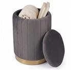 relaxdays Stauraumhocker Hocker aus Samt mit Stauraum (1 St), Dunkelgrau
