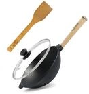 4BIG.fun Wok Wok Bratpfanne &Oslash;26 cm 2,8 L aus Gusseisen, Gusseisen (mit...