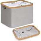 LuxusKollektion W&auml;schekorb W&auml;schekorb Faltbar 50L Bambus Stoff Aufbewahrung