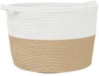 vidaXL W&auml;schekorb W&auml;schekorb Beige und Wei&szlig; &Oslash;60x36 cm Baumwolle (1 St)