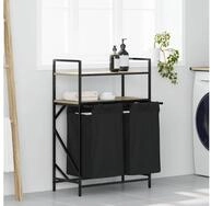 vidaXL W&auml;schekorb, W&auml;schekorb 2 F&auml;cher mit Ablagen Sonoma Eiche
