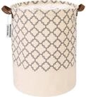 LuxusKollektion W&auml;schekorb W&auml;schekorb Canvas Stoff PU Leder Griffe Kordelzug