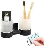 bremermann Zahnputzbecher Bad-Serie PIAZZA BLACK TAPE - mit Klebepad, (1-St)