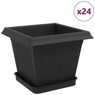 vidaXL Blumentopf Blument&ouml;pfe 24 stk. Schwarz Kunststoff (24 St)