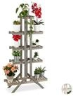 relaxdays Blumenst&auml;nder Blumentreppe Holz mit 5 Stufen (1 St), grau