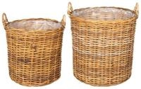 vidaXL Aufbewahrungskorb Blumentopf K&ouml;rbchen GENDT 2 stk. Naturbraun Kubu...