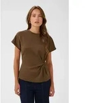 Saint Tropez Kurzarmbluse TheoSZ Blouse Materialmix, Fitted braun L (40)