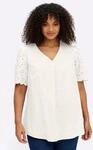 Longbluse SHEEGO, Damen, Gr. 48, wei&szlig; (ecru), 100% Baumwolle, unifarben,