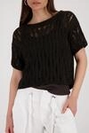 Ajourpullover MONARI "Pullover Ajour", Damen, Gr. 36, schwarz (braun), Strick,