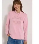 CECIL Langarmshirt mit Stehkragen und Wording rosa L (42)