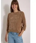 CECIL 3/4-Arm-Shirt aus Cord mit Boat Neck braun L (42)